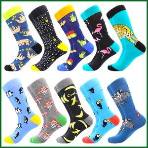 Cotton Crew Socks for Men, Novelty Dress Socks, Fun Pattern